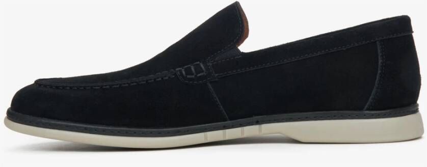 Estro Heren zwarte loafers gemaakt van echt velours Black Heren