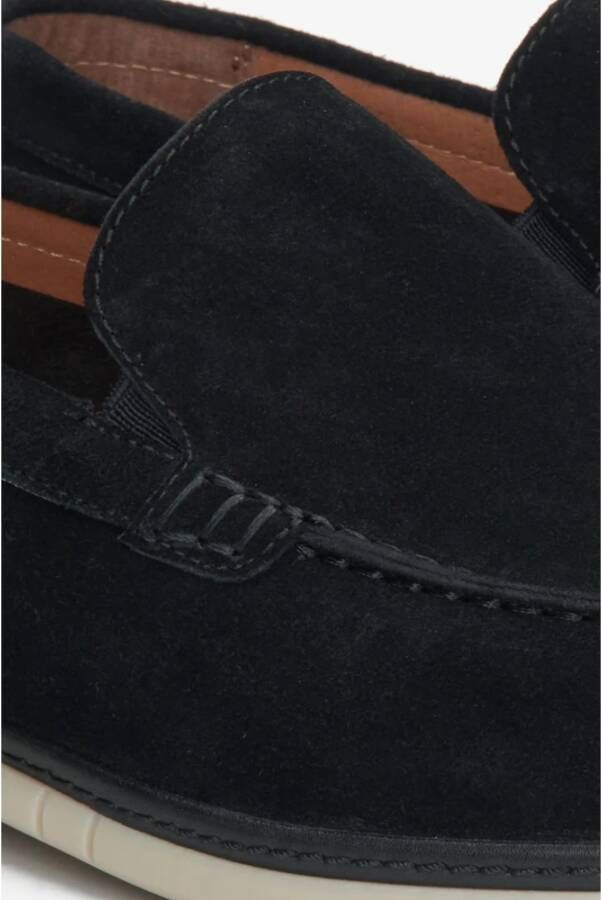 Estro Heren zwarte loafers gemaakt van echt velours Black Heren