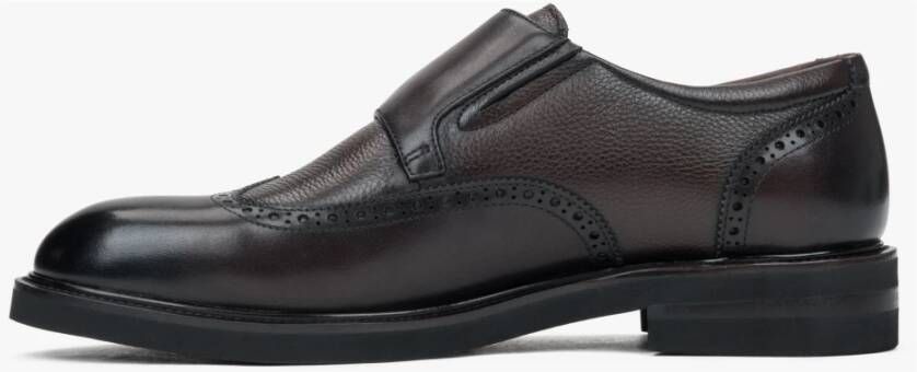 Estro Herenzadelbruine leren brogues met monniksbanden Brown Heren