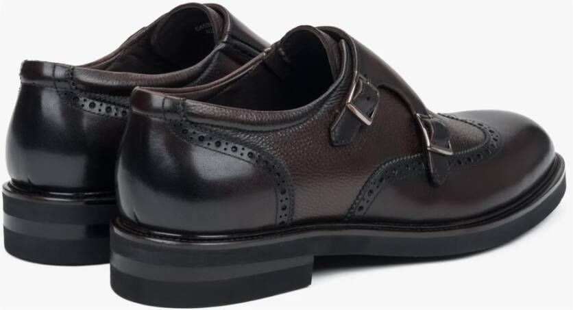 Estro Herenzadelbruine leren brogues met monniksbanden Brown Heren