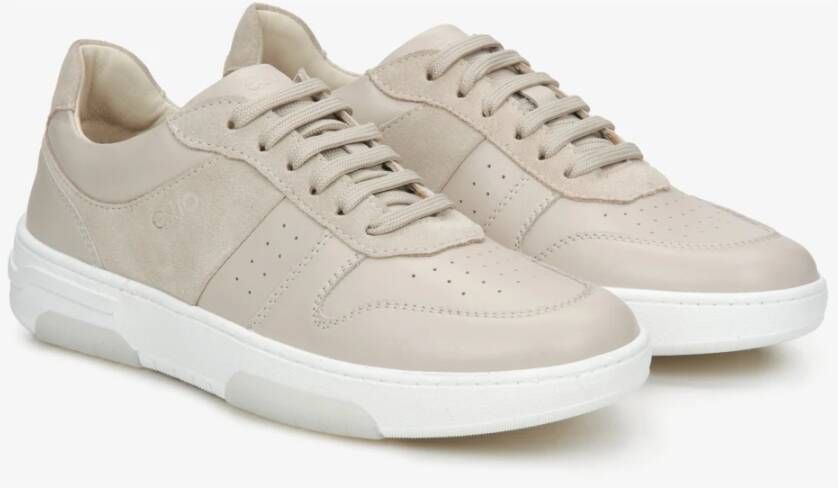 Estro Dames Beige Sneakers gemaakt van Italiaans Echt Leer Er00114763 Beige Dames