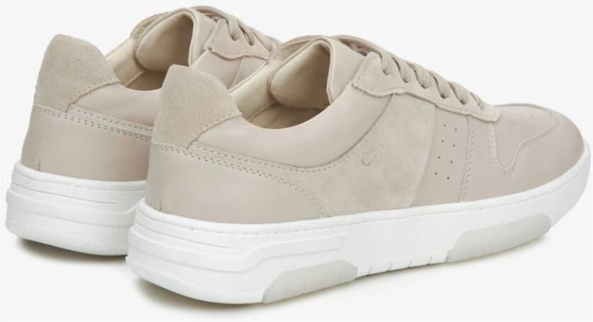 Estro Dames Beige Sneakers gemaakt van Italiaans Echt Leer Er00114763 Beige Dames