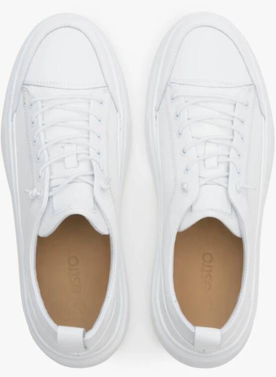 Estro Heren Witte Sneakers gemaakt van Italiaans Echt Leer Er00114391 White Heren