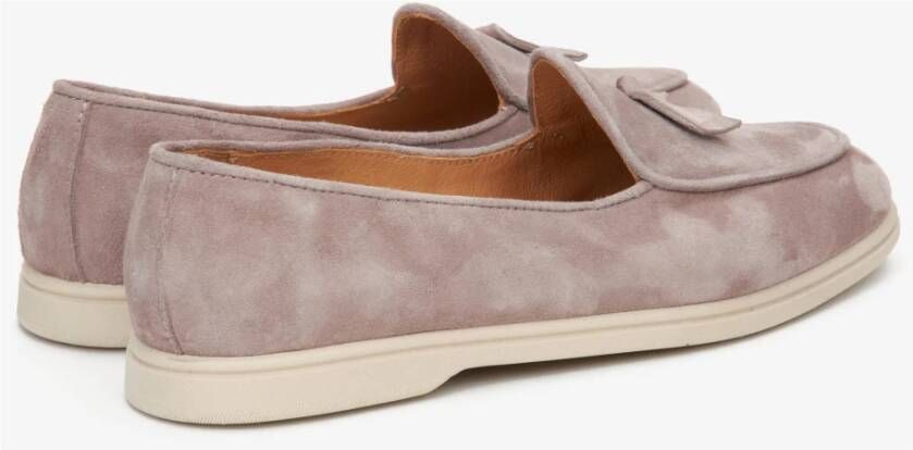 Estro Dames Beige Loafers gemaakt van Italiaans Echt Velours met Franjes Beige Dames