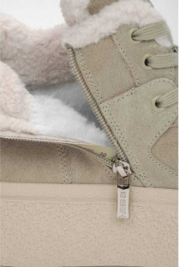 Estro Khaki wollen gevoerde hoge sneakers met velours voor de winter ES8 Er00115865 Green Dames