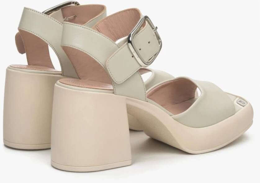 Estro Dames Beige & Grijs Leren Sandalen met Hak Er00115156 Gray Dames