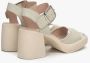 Estro Dames Beige & Grijs Leren Sandalen met Hak Er00115156 Gray Dames - Thumbnail 5