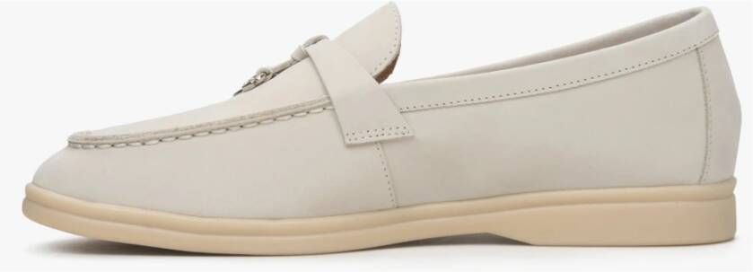 Estro Dames Lichtbeige Kwast Loafers gemaakt van Nubuck Beige Dames