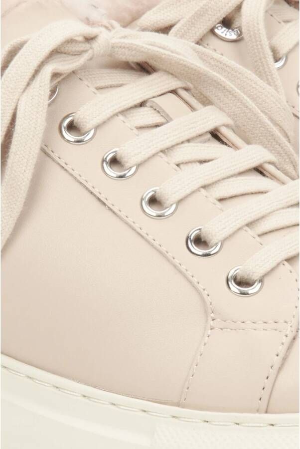 Estro Lichtbeige lage winter sneakers voor dames met bontvoering Beige Dames