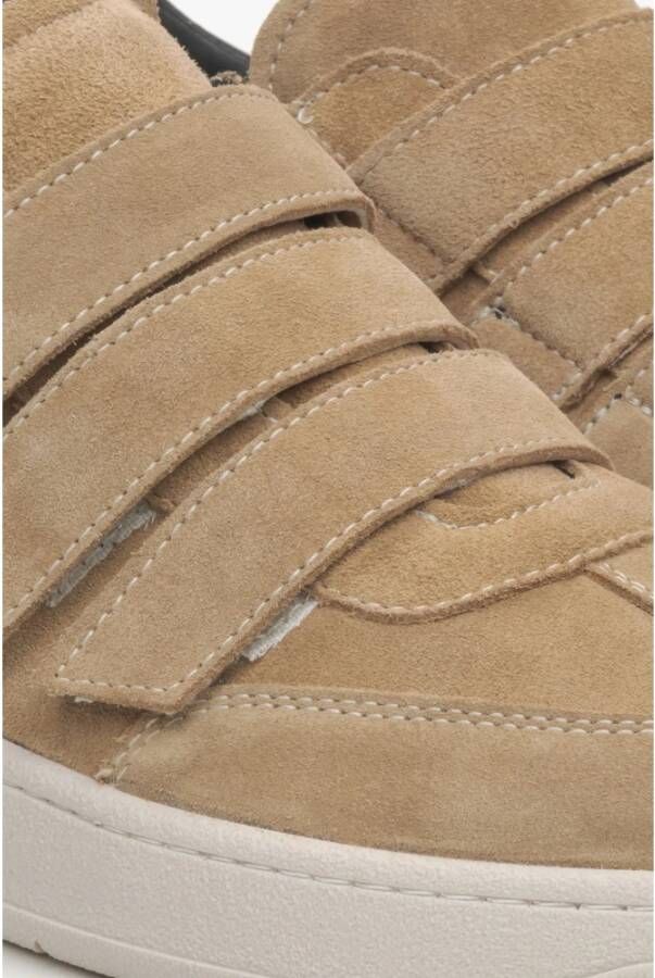 Estro Lichtbruine Velcro Sneakers voor dames gemaakt van Italiaans echt leer & velours Brown Dames