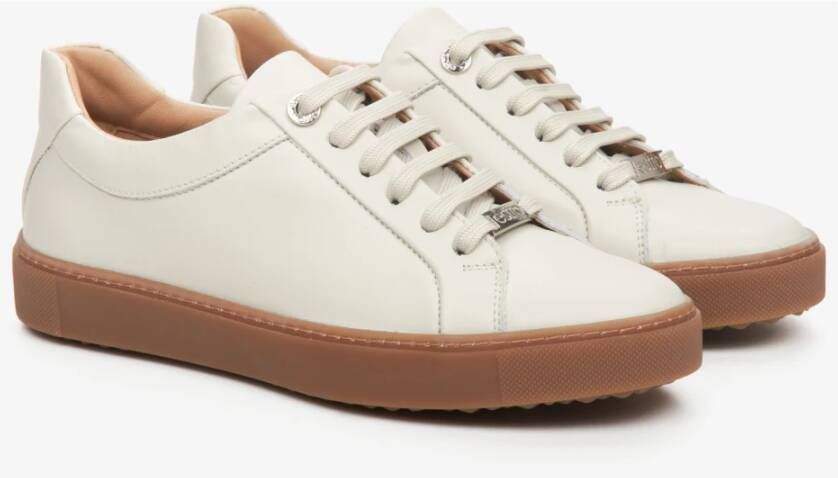 Estro Dames Licht Beige Platform Sneakers gemaakt van Echt Leer Beige Dames