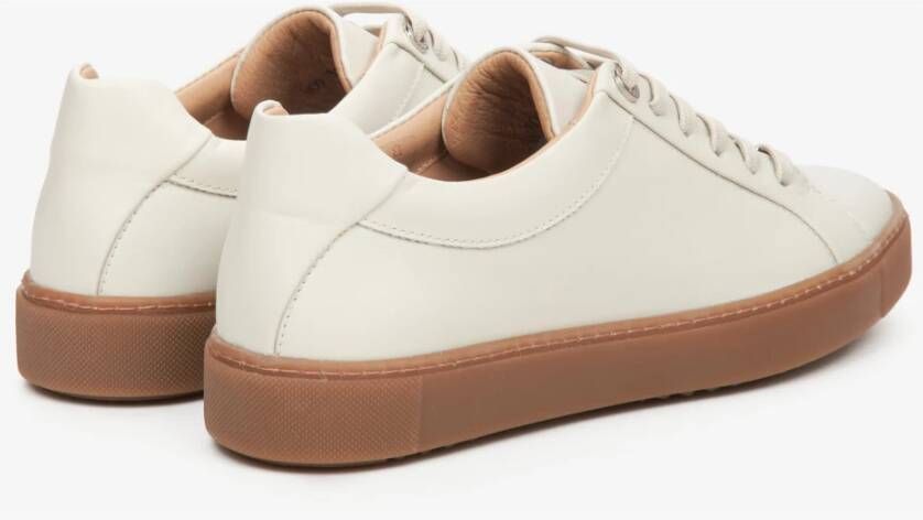 Estro Lichte Beige Echt Leren Platform Sneakers Beige Dames