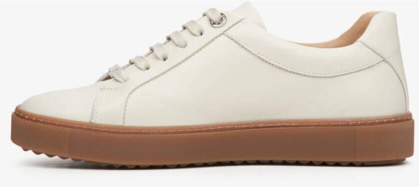 Estro Dames Licht Beige Platform Sneakers gemaakt van Echt Leer Beige Dames