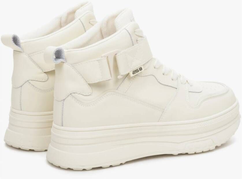 Estro Dames Lichtbeige High-Top Sneakers gemaakt van Echt Leer ES8 Er00113877 Beige Dames