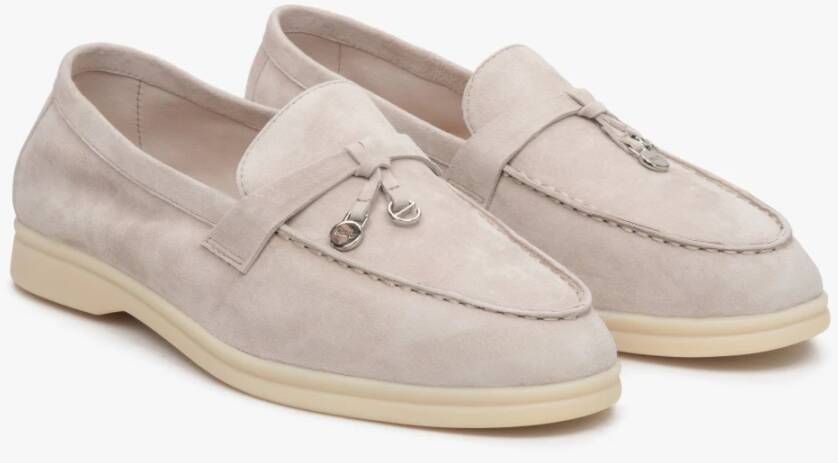 Estro Dames Lichtbeige Kwast Loafers gemaakt van Velours Er00113562 Beige Dames