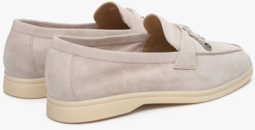 Estro Dames Lichtbeige Kwast Loafers gemaakt van Velours Er00113562 Beige Dames