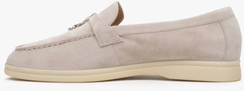 Estro Dames Lichtbeige Kwast Loafers gemaakt van Velours Er00113562 Beige Dames