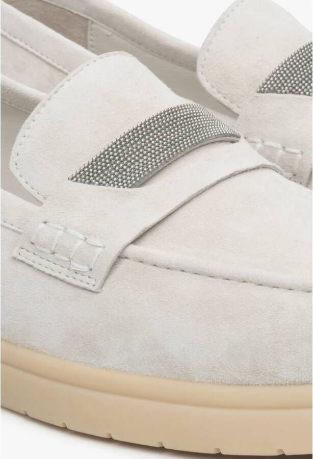 Estro Dames Lichtbeige Mocassins gemaakt van Echt Velours Er00114614 Beige Dames