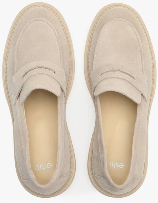 Estro Dames Beige Suède Loafers Er00112383 Beige Dames