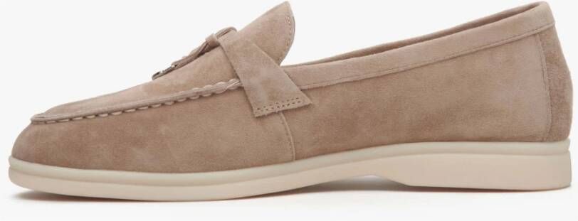 Estro Dames Beige Kwast Loafers gemaakt van Velours Er00112681 Brown Dames