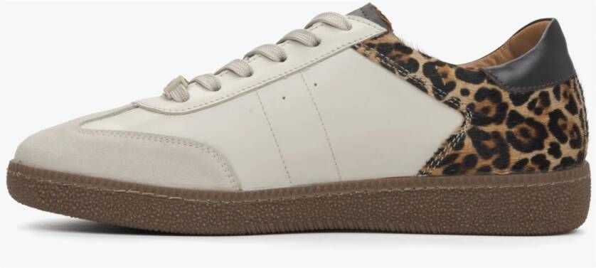 Estro Dames Beige Luipaardprint Sneakers gemaakt van Italiaans Echt Leer Er00115840 Multicolor Dames