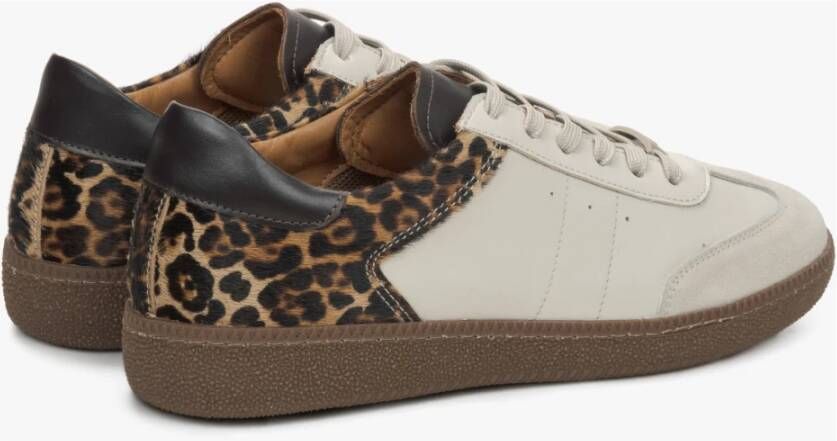 Estro Dames Beige Luipaardprint Sneakers gemaakt van Italiaans Echt Leer Er00115840 Multicolor Dames