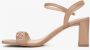 Estro Dames Beige Blokhak Sandalen gemaakt van Echt Leer Er00114745 Beige Dames - Thumbnail 2