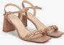 Estro Dames Beige Blokhak Sandalen gemaakt van Echt Leer Er00114745 Beige Dames - Thumbnail 3