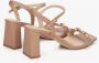 Estro Dames Beige Blokhak Sandalen gemaakt van Echt Leer Er00114745 Beige Dames - Thumbnail 4