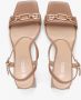 Estro Dames Beige Blokhak Sandalen gemaakt van Echt Leer Er00114745 Beige Dames - Thumbnail 5