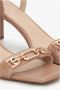 Estro Dames Beige Blokhak Sandalen gemaakt van Echt Leer Er00114745 Beige Dames - Thumbnail 6