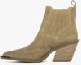 Estro Luxe Beige Cowboy Laarzen Italiaans Velours Beige Dames - Thumbnail 2