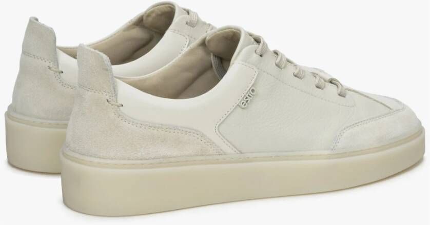 Estro Luxe Beige Leren Velours Sneakers Beige Dames