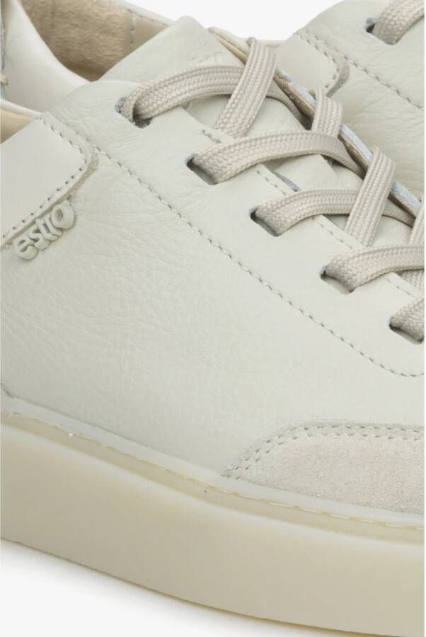 Estro Luxe Beige Leren Velours Sneakers Beige Dames