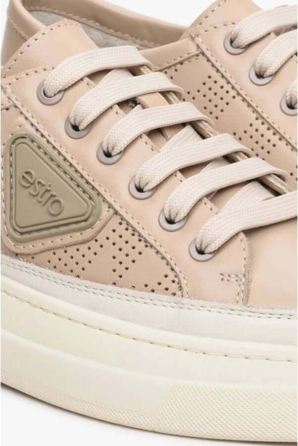 Estro Luxe Beige Veterschoenen Beige Dames