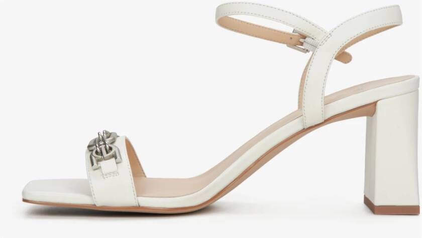 Estro Dames Melkachtig-Beige Blokhak Sandalen gemaakt van Echt Leer Er00114746 Beige Dames