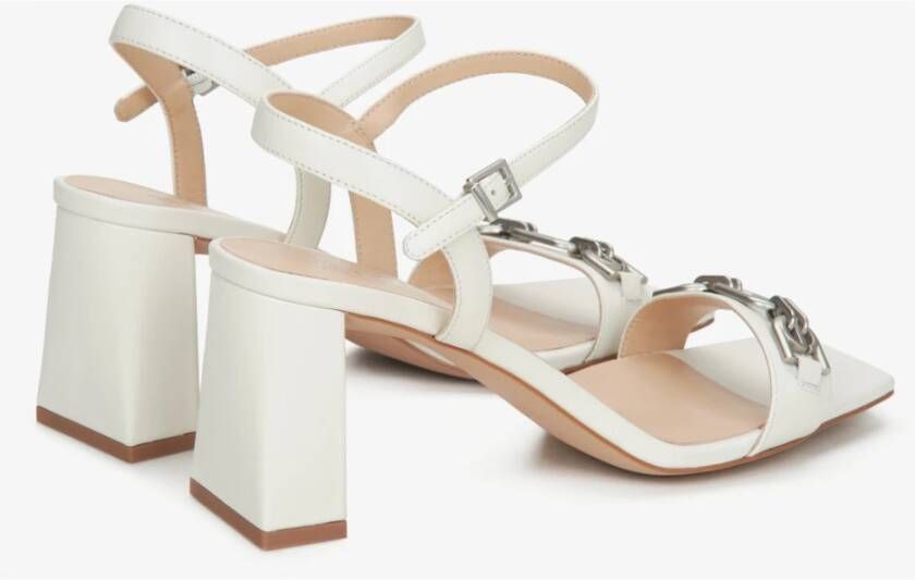 Estro Dames Melkachtig-Beige Blokhak Sandalen gemaakt van Echt Leer Er00114746 Beige Dames