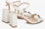 Estro Dames Melkachtig-Beige Blokhak Sandalen gemaakt van Echt Leer Er00114746 Beige Dames - Thumbnail 4