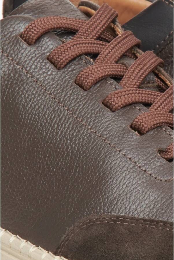 Estro Heren bruine lage sneakers gemaakt van premium Italiaans leer en velours Er00115642 Brown Heren