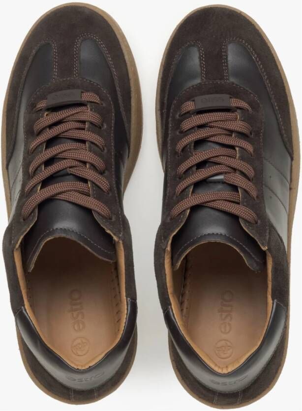 Estro Dames Bruine Sneakers gemaakt van Italiaans Echt Leer en Velours Er00115729 Brown Dames