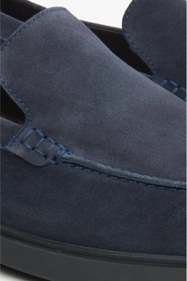 Estro Heren Donkerblauwe Loafers gemaakt van Premium Italiaans Echt Velours Er00115835 Blue Heren