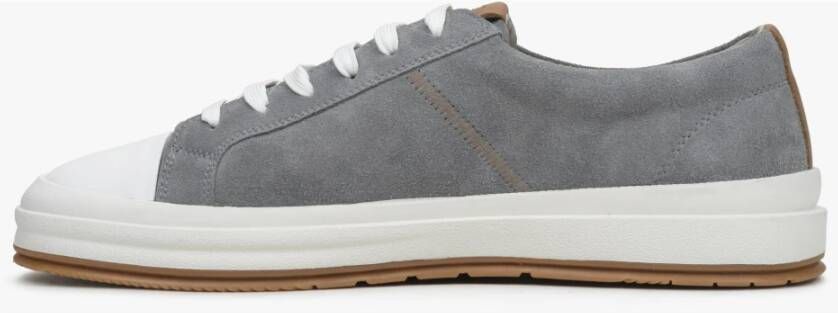 Estro Heren Grijze Lage Sneakers gemaakt van Italiaans Echt Velours Er00114574 Gray Heren