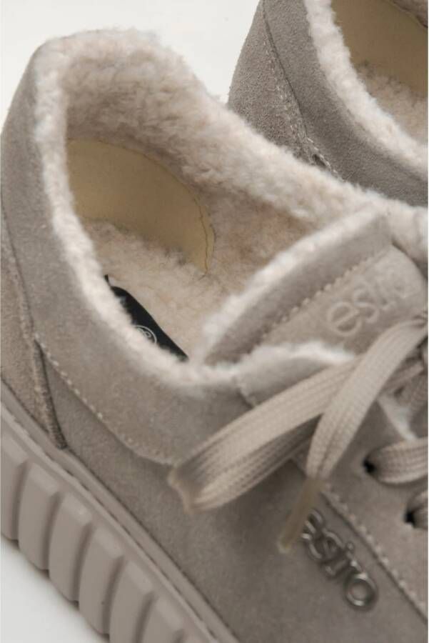 Estro Dames Grijze Winter Lage Sneakers gemaakt van Italiaans Echt Velours met Isolatie Gray Dames