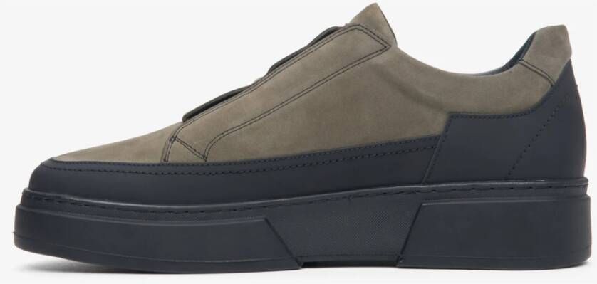 Estro Heren Slip-On Sneakers gemaakt van Echt Groen Nubuck Er00113806 Multicolor Heren