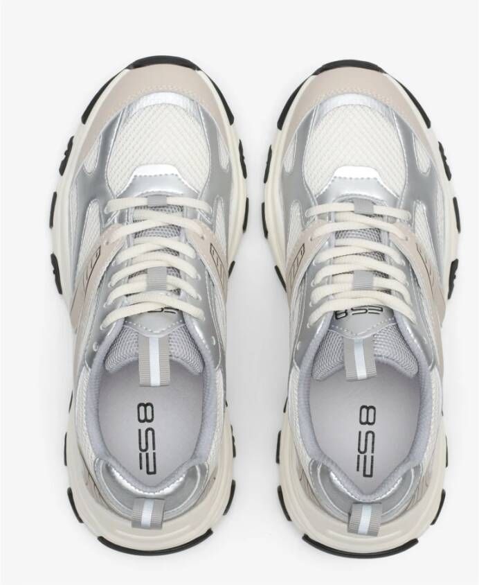 Estro Dames Melkachtige & Zilveren Sneakers gemaakt van Gemengde Materialen met een Flexibele Zool ES8 Er00114671 Gray Dames