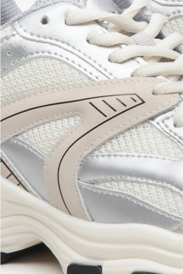 Estro Dames Melkachtige & Zilveren Sneakers gemaakt van Gemengde Materialen met een Flexibele Zool ES8 Er00114671 Gray Dames