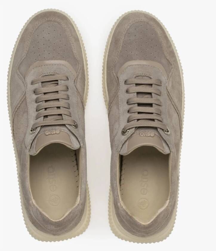 Estro Dames Grijze & Beige Sneakers gemaakt van Italiaans Echt Velours Er00114887 Gray Dames