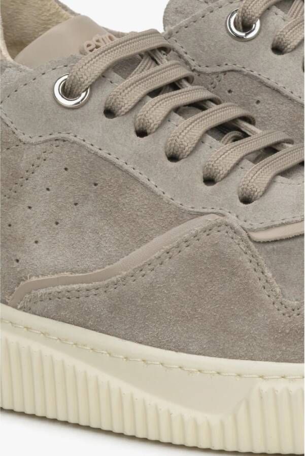 Estro Dames Grijze & Beige Sneakers gemaakt van Italiaans Echt Velours Er00114887 Gray Dames