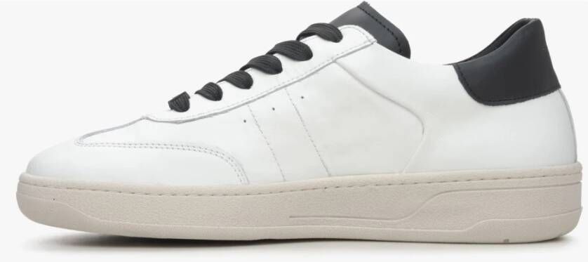 Estro Dames Witte Sneakers met Zwarte Details gemaakt van Italiaans Echt Leer Er00115730 White Dames