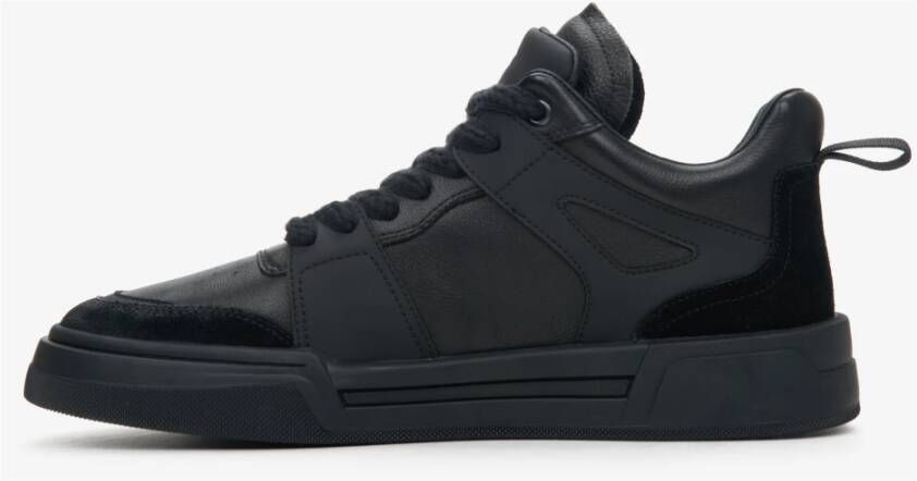 Estro Heren Zwarte High-Top Sneakers gemaakt van Echt Leer en Suède Er00114368 Black Heren